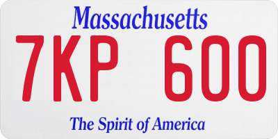 MA license plate 7KP600