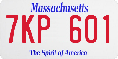 MA license plate 7KP601