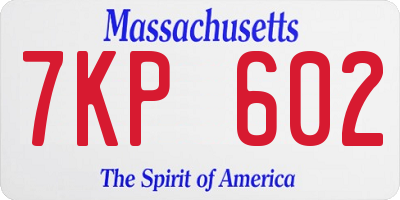 MA license plate 7KP602