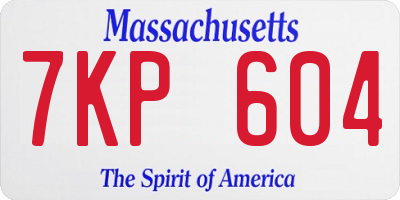 MA license plate 7KP604