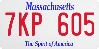 MA license plate 7KP605