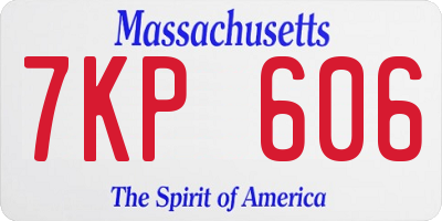 MA license plate 7KP606