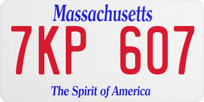 MA license plate 7KP607