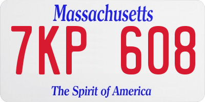 MA license plate 7KP608