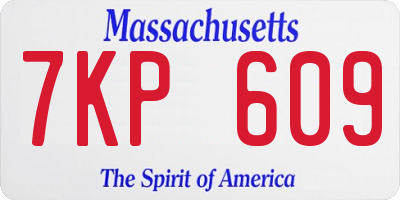 MA license plate 7KP609