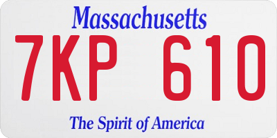 MA license plate 7KP610