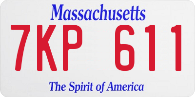 MA license plate 7KP611