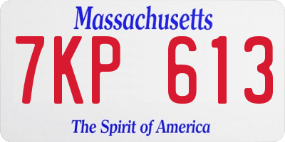 MA license plate 7KP613