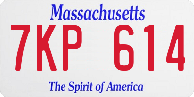 MA license plate 7KP614