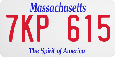MA license plate 7KP615