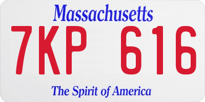 MA license plate 7KP616