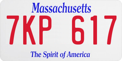 MA license plate 7KP617