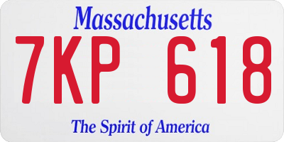 MA license plate 7KP618