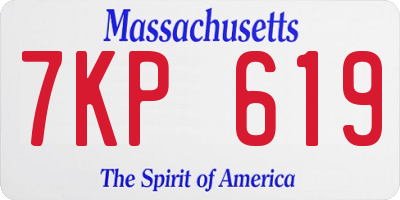 MA license plate 7KP619