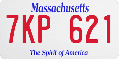 MA license plate 7KP621
