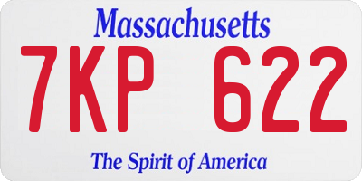 MA license plate 7KP622
