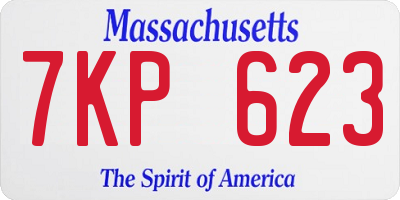 MA license plate 7KP623