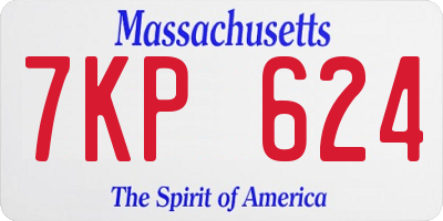 MA license plate 7KP624