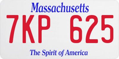 MA license plate 7KP625