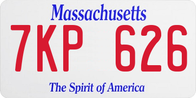 MA license plate 7KP626