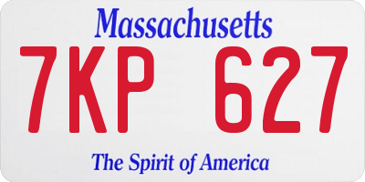 MA license plate 7KP627