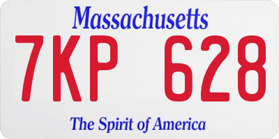 MA license plate 7KP628