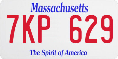 MA license plate 7KP629