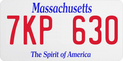 MA license plate 7KP630