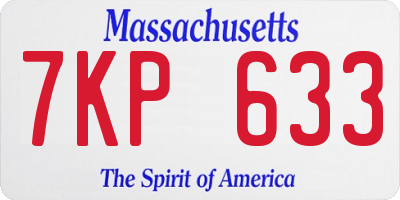 MA license plate 7KP633