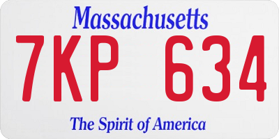 MA license plate 7KP634