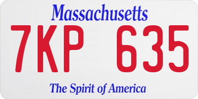 MA license plate 7KP635