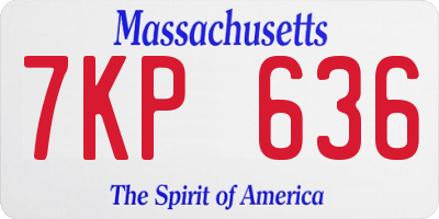 MA license plate 7KP636