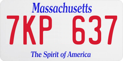 MA license plate 7KP637