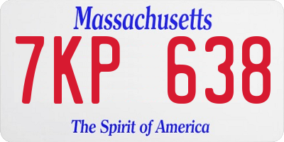 MA license plate 7KP638