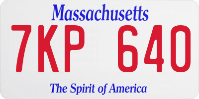 MA license plate 7KP640