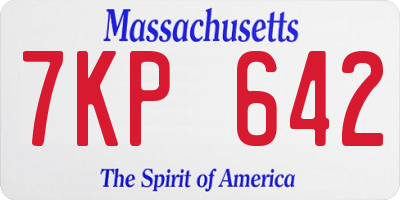 MA license plate 7KP642