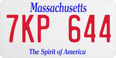 MA license plate 7KP644