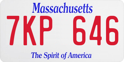 MA license plate 7KP646