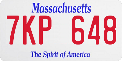 MA license plate 7KP648
