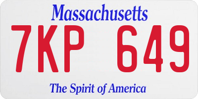 MA license plate 7KP649