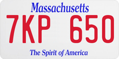 MA license plate 7KP650
