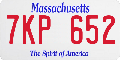 MA license plate 7KP652