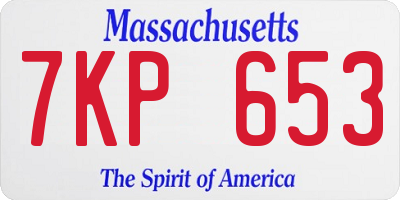MA license plate 7KP653