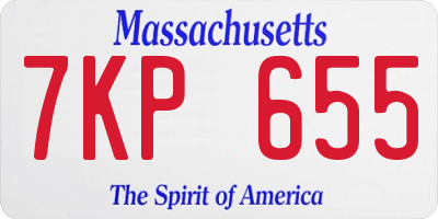 MA license plate 7KP655