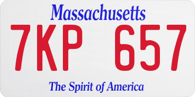 MA license plate 7KP657