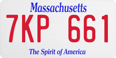 MA license plate 7KP661