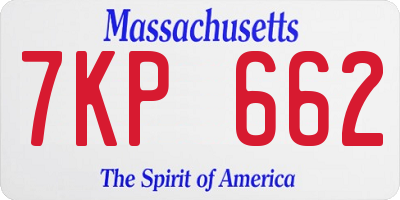 MA license plate 7KP662