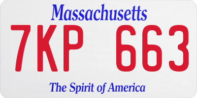 MA license plate 7KP663