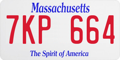 MA license plate 7KP664