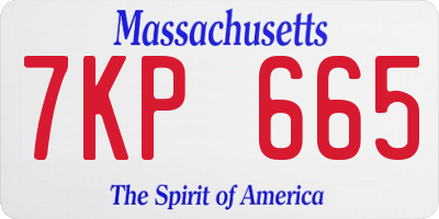 MA license plate 7KP665